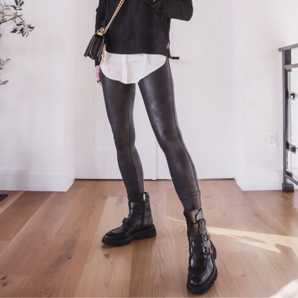 Spanx Faux Leather Black High Rise Faux Leather Leggings Women’s Size XS - Picture 1 of 10